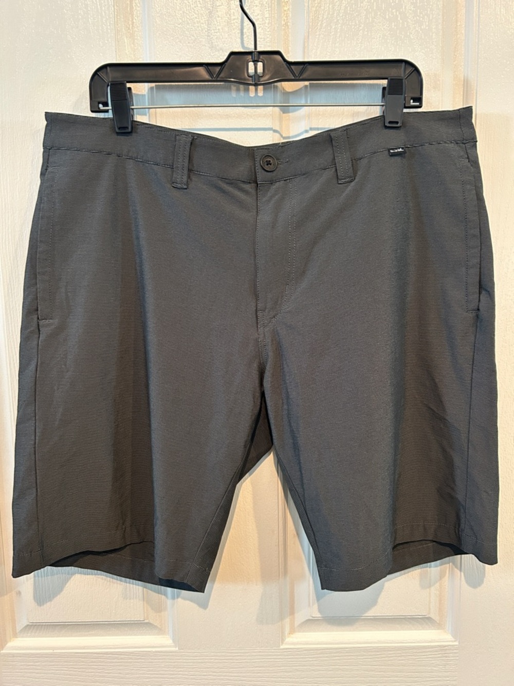 Travis Mathew Charcoal/Black Thin Stripe Flat Front Shorts - Size 36
